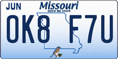 MO license plate OK8F7U