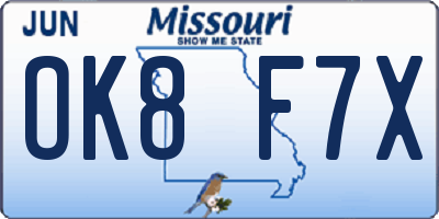MO license plate OK8F7X