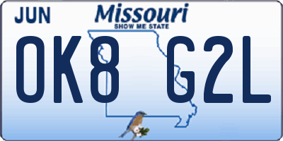 MO license plate OK8G2L