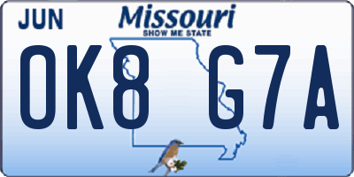 MO license plate OK8G7A
