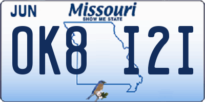 MO license plate OK8I2I