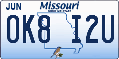 MO license plate OK8I2U