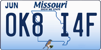 MO license plate OK8I4F