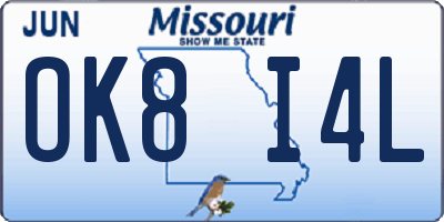 MO license plate OK8I4L