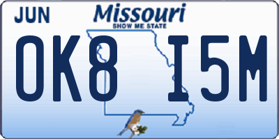MO license plate OK8I5M