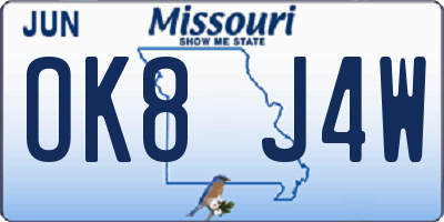 MO license plate OK8J4W