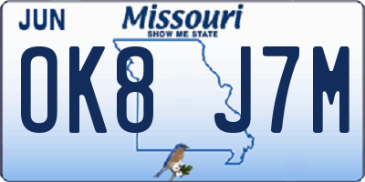 MO license plate OK8J7M