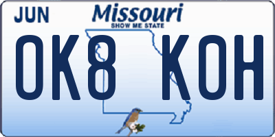 MO license plate OK8K0H