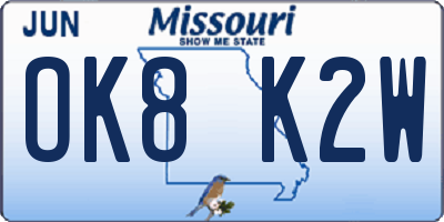 MO license plate OK8K2W