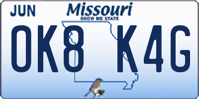 MO license plate OK8K4G