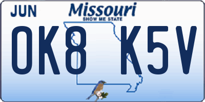MO license plate OK8K5V