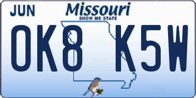 MO license plate OK8K5W
