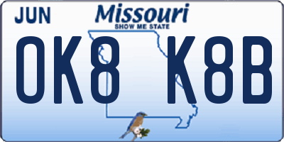 MO license plate OK8K8B