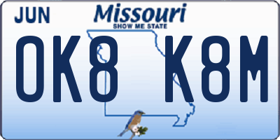 MO license plate OK8K8M