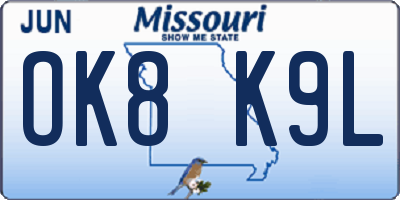 MO license plate OK8K9L
