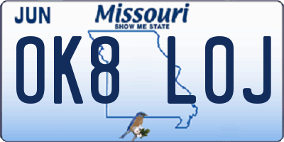 MO license plate OK8L0J