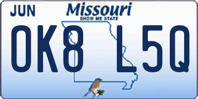 MO license plate OK8L5Q