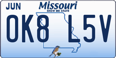 MO license plate OK8L5V
