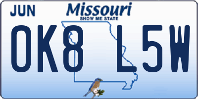 MO license plate OK8L5W