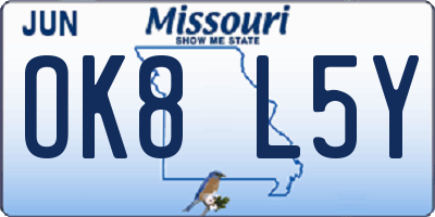 MO license plate OK8L5Y