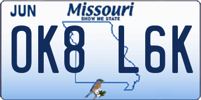 MO license plate OK8L6K