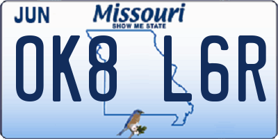 MO license plate OK8L6R