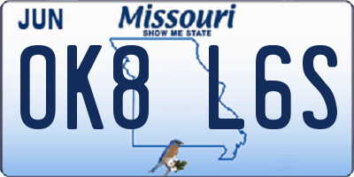 MO license plate OK8L6S