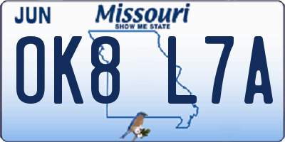 MO license plate OK8L7A