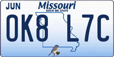 MO license plate OK8L7C