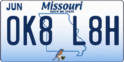 MO license plate OK8L8H