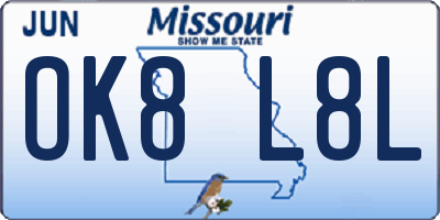 MO license plate OK8L8L