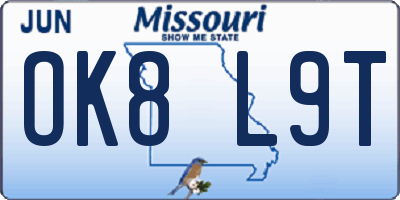 MO license plate OK8L9T