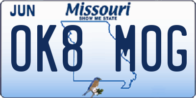 MO license plate OK8M0G