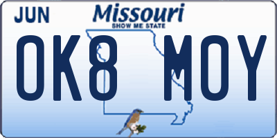 MO license plate OK8M0Y