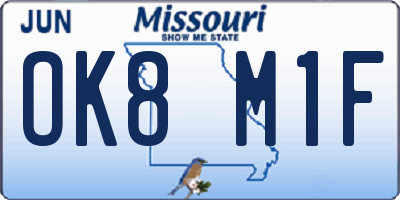 MO license plate OK8M1F