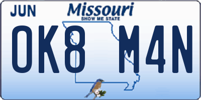 MO license plate OK8M4N