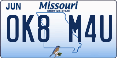 MO license plate OK8M4U