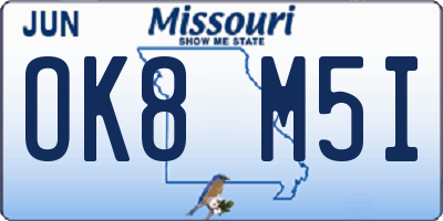 MO license plate OK8M5I