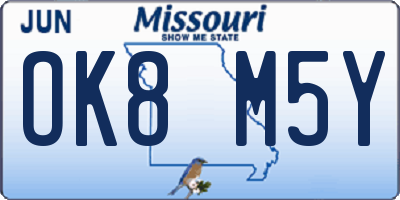 MO license plate OK8M5Y
