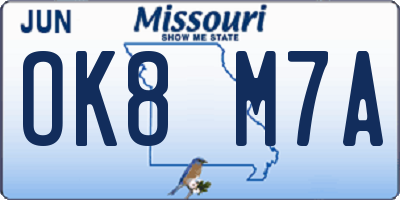 MO license plate OK8M7A
