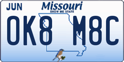 MO license plate OK8M8C