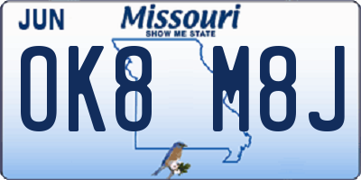 MO license plate OK8M8J
