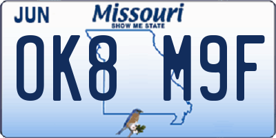 MO license plate OK8M9F