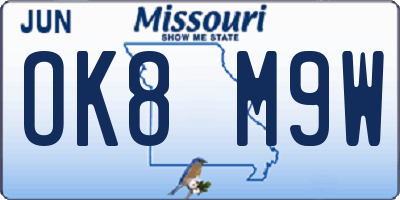 MO license plate OK8M9W