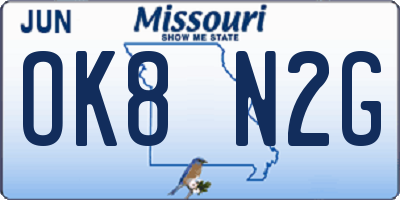 MO license plate OK8N2G