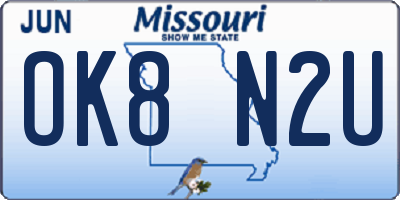 MO license plate OK8N2U