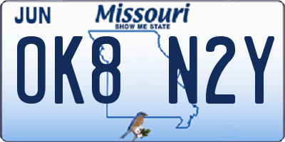 MO license plate OK8N2Y