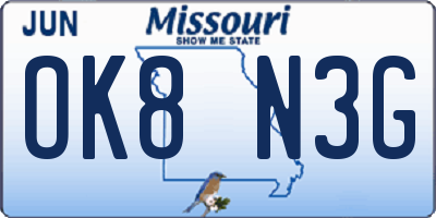 MO license plate OK8N3G