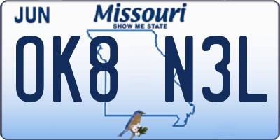 MO license plate OK8N3L