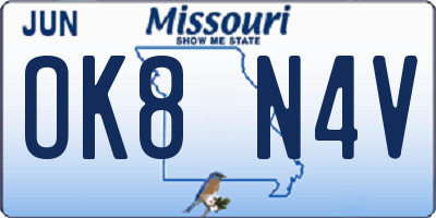MO license plate OK8N4V